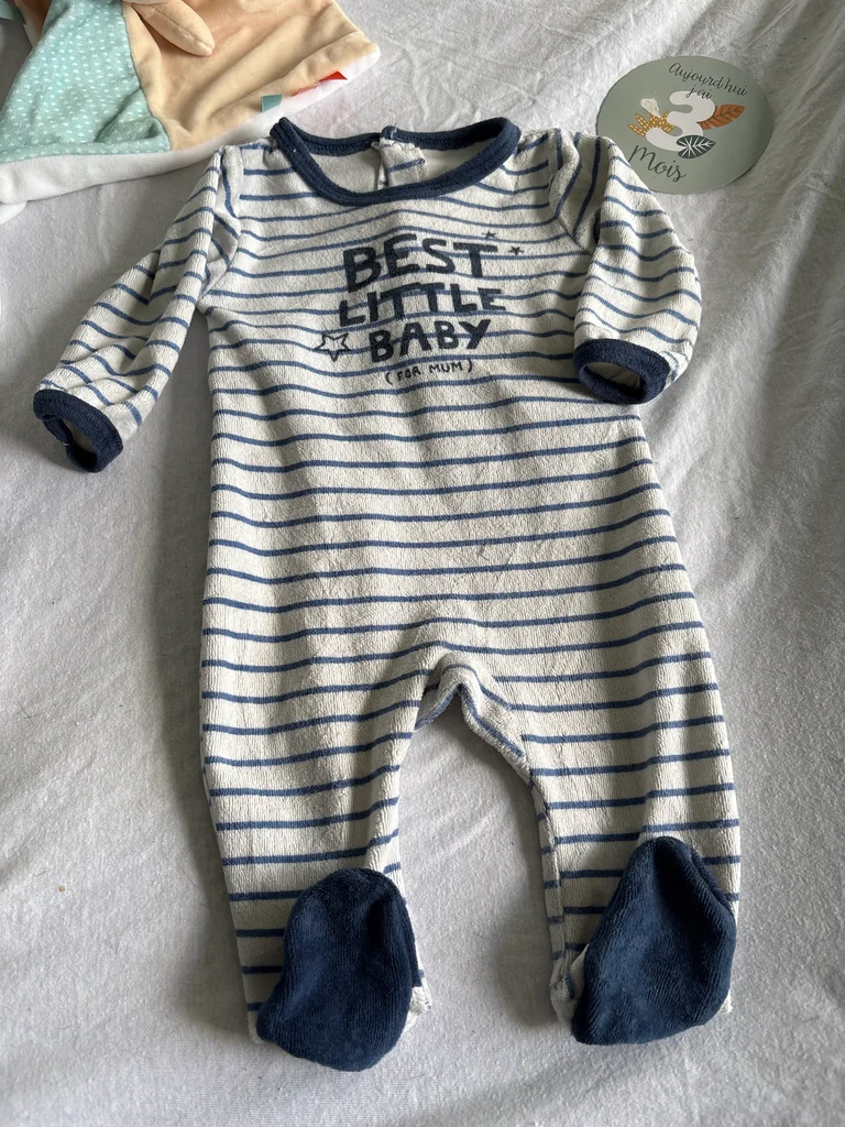 Pyjama Velours "Best Little Baby" - In Extenso - 3 mois
